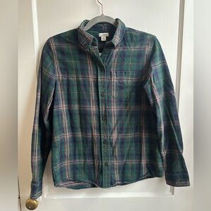 L.L. Bean Women’s Casual Green and Purple Plaid Shirt